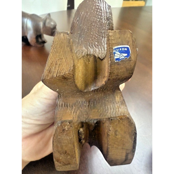 Vintage MCM Hand Carved Mexico Ironwood BROWN BEAR Grizzly Figurines family of 4 - Picture 12 of 13